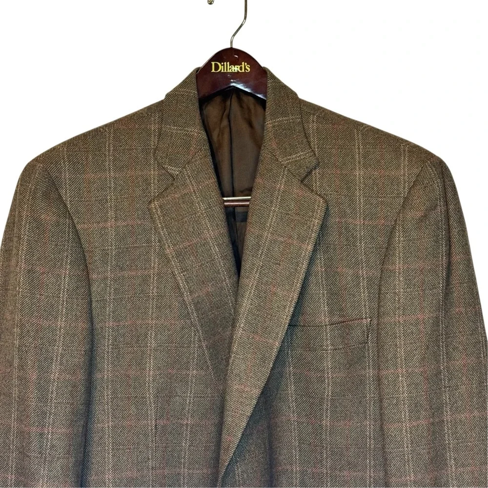 Angelo Nardelli Mens Sport Coat Plaid Check Lined Jacket Wool Cashmere 44R Italy